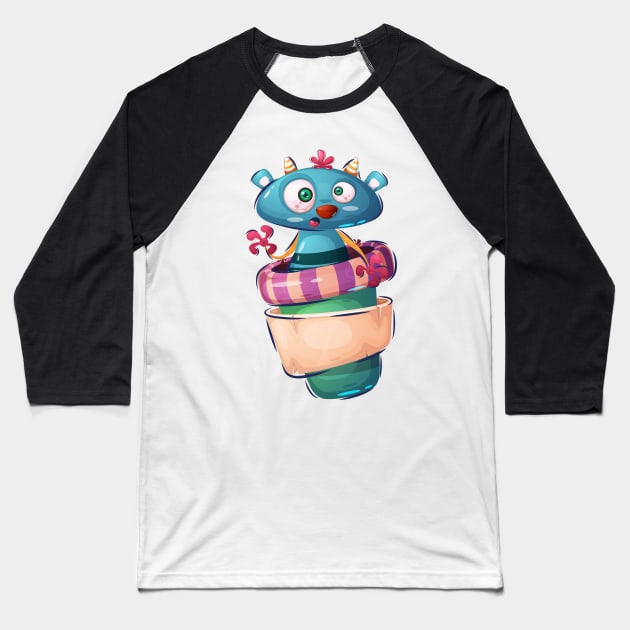 Funny cute Halloween monster cartoon Baseball T-Shirt by GiftsRepublic